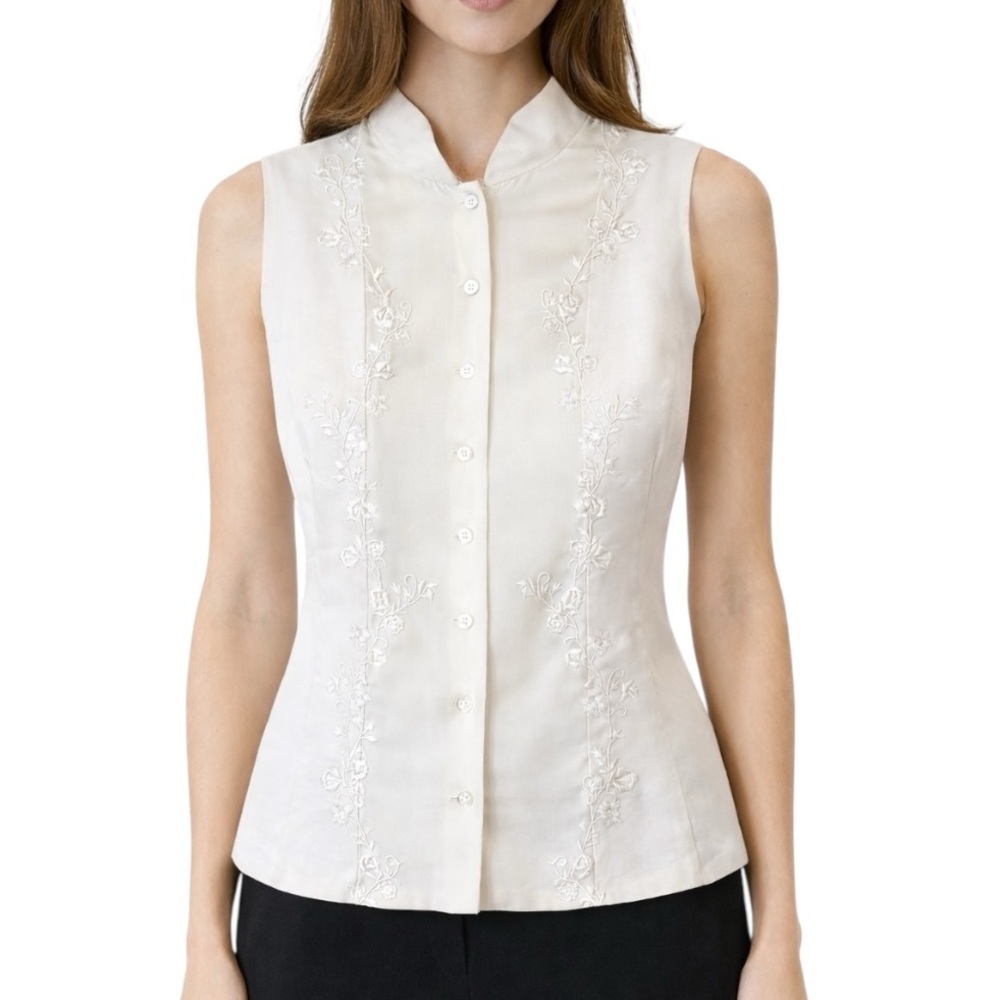 Donna Morgan Cream Embroidery Top 2P
